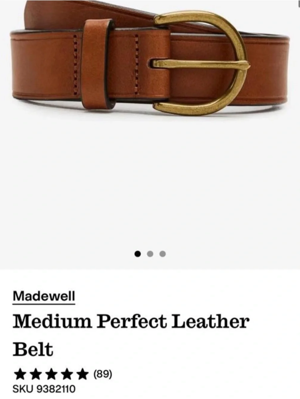 Madewell Leather Belt in Brown with Brass-Tone Buckle